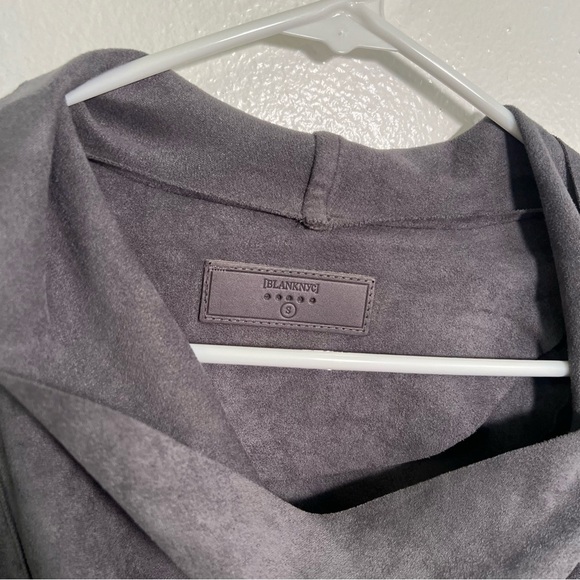 Blank NYC Faux Suede Drape Front Jacket Moto Asymmetric Zip Gray S - Picture 12 of 13